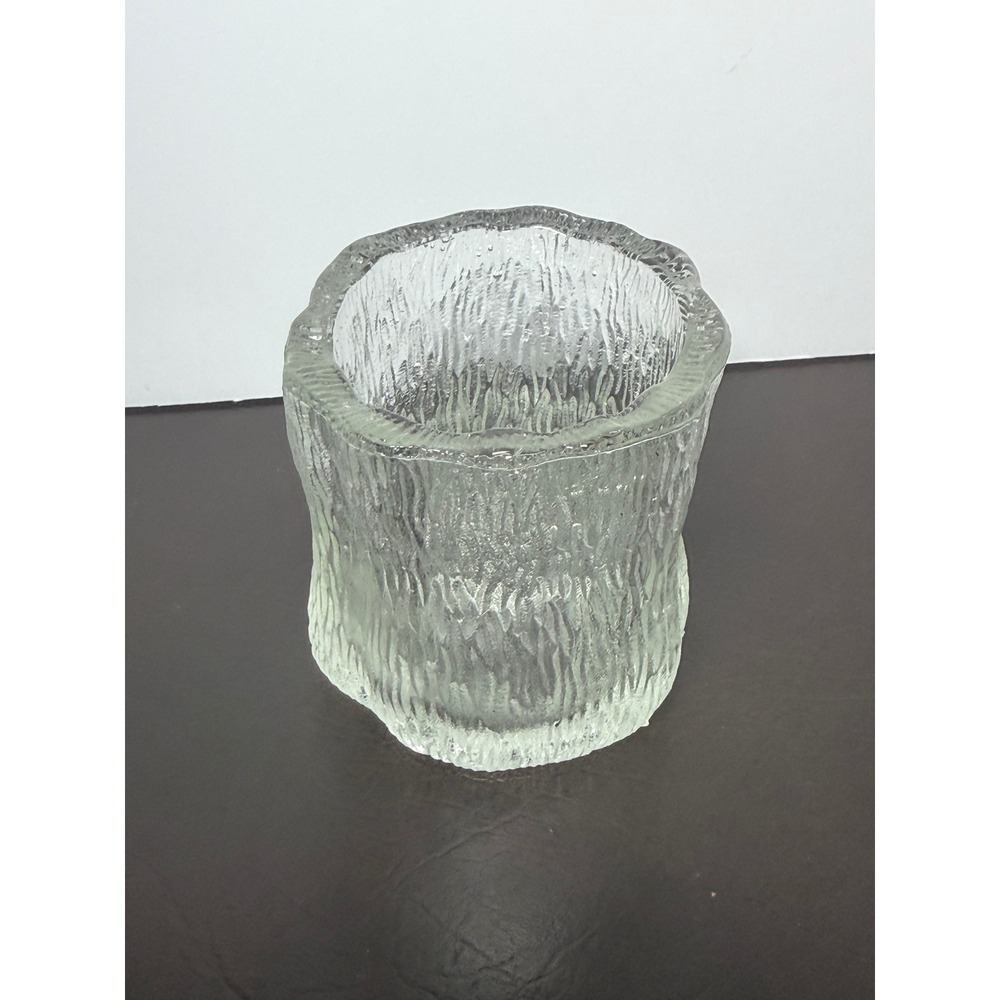 Iittala Ultima Thule Style Clear Textured Glass Votive Candle Holder Finland